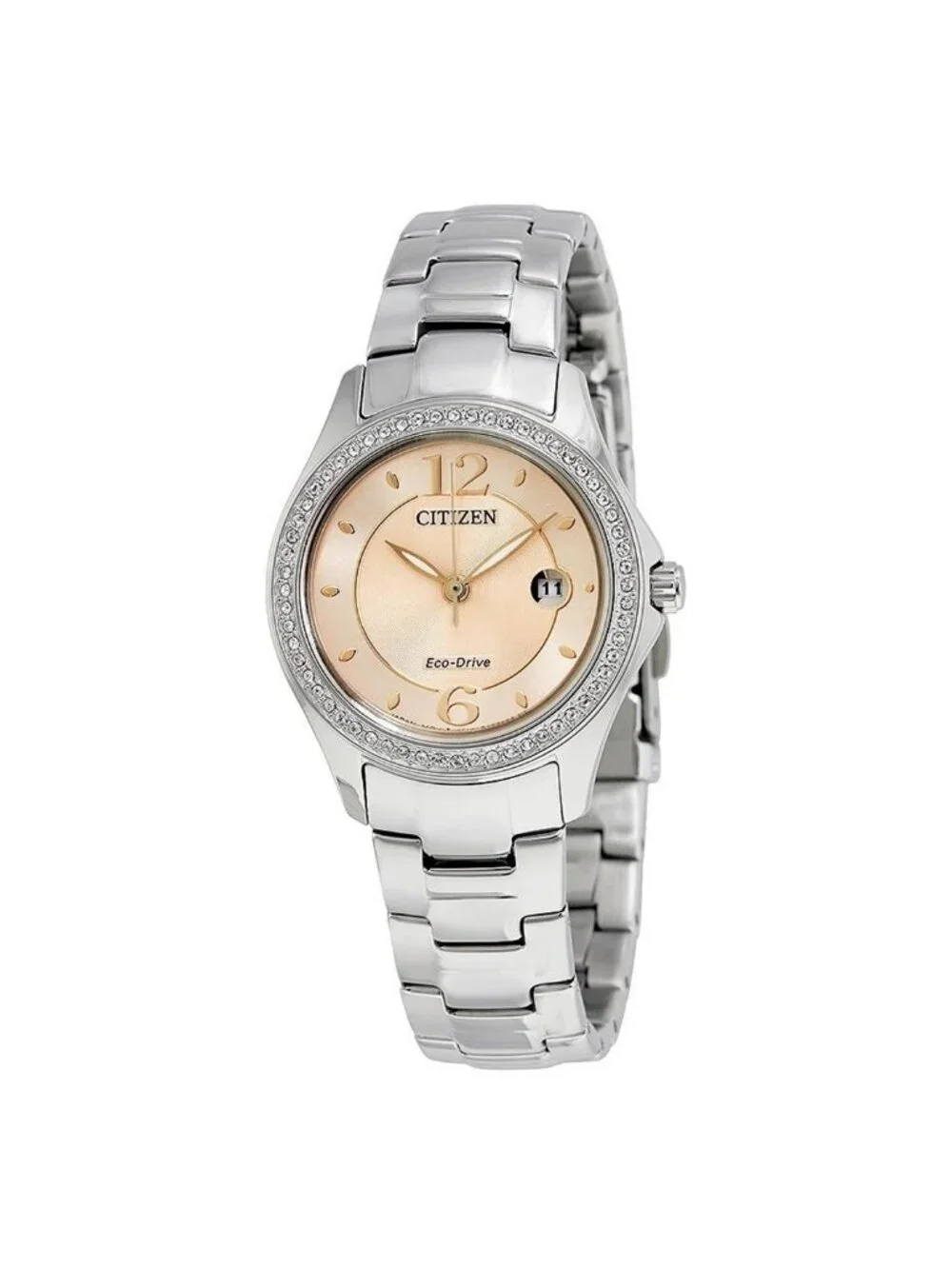NWT Citizen Silhouette Crystal Eco-Drive Pink Dial Diamond Ladies Watch